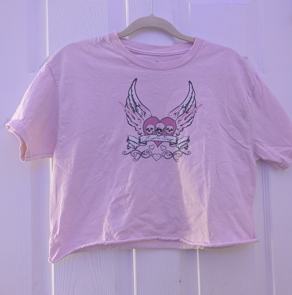 Pink Skull Emprye Crop Top